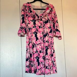 Lilly Pulitzer Pink Floral Long Sleeve Dress